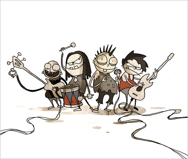 Metallkids, cartoonige Illustration fr ein CD-Cover.